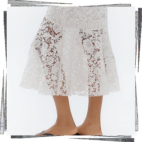 NWT: White Flared Lace Midi Skirt (2) by Avec Les Filles - Picture 3 of 3